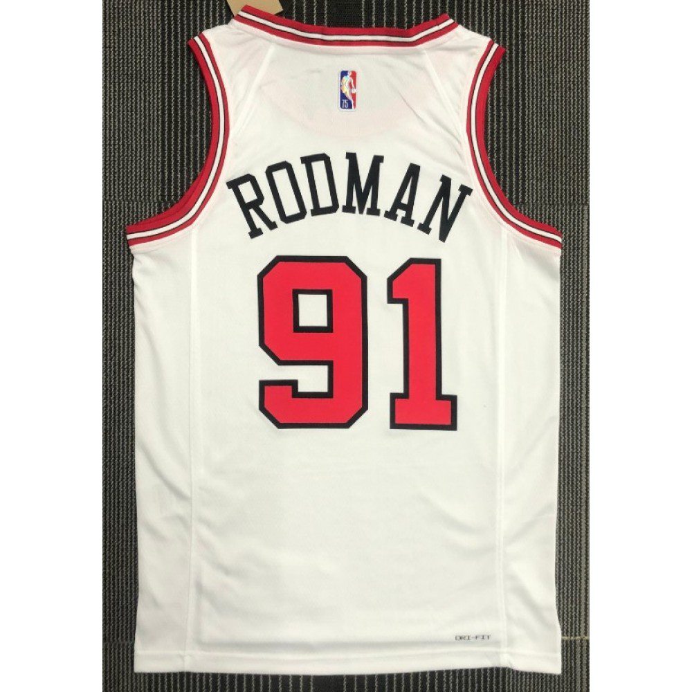 Men's Chicago Bulls Dennis Rodman #91 White 2021/22 Swingman NBA Jersey - Icon Edition-Pro Kit Vault | Brand New 26/27 Sports Jerseys